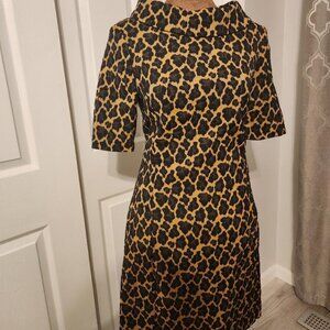 NWT Trina Turk Kailee Retro Leopard Print Funnel Neck Dress Sz 2 MSRP $398